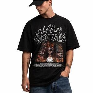 Darc Sport Cerberus V2 Vintage Premium Tee Black Size L Wolves Flames NWT